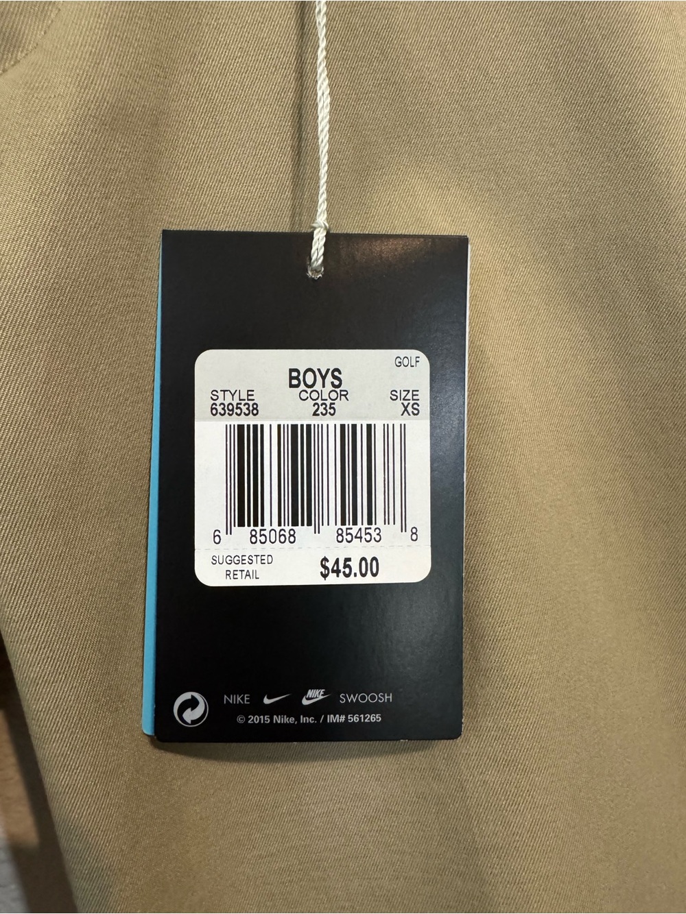 NWT! Nike Boy’s Performance Golf Shorts, Size XS, Khaki - Picture 2 of 6
